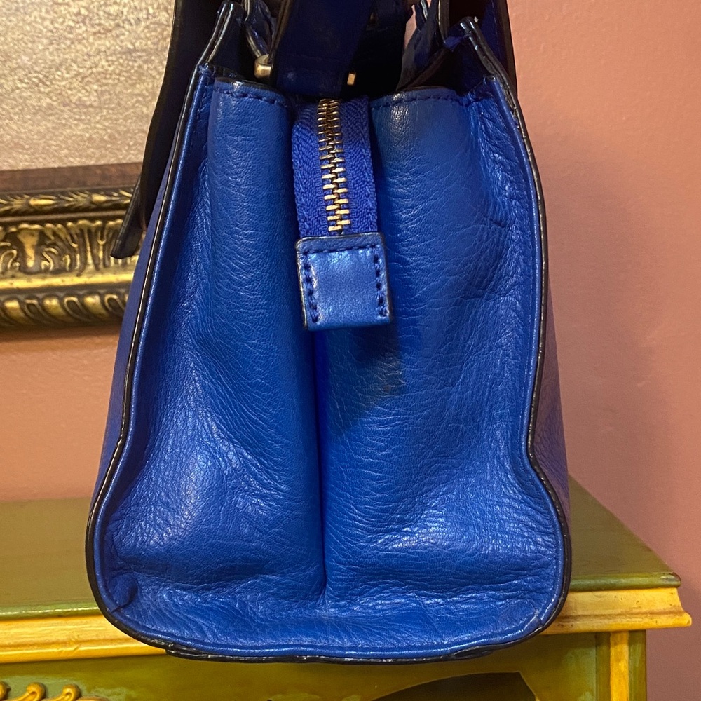 Kate Spade Blue Satchel with Patterned Bow - Picture 4 of 12